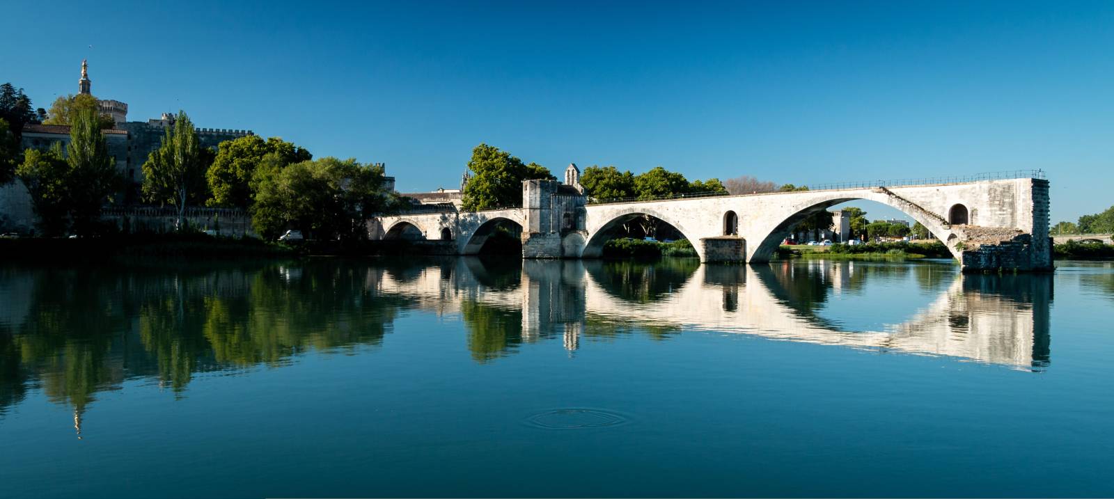Le Pont d'Avignon vu du Rhône à Avignon